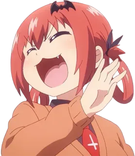 😂 Anime, Ragazza, Allegra, Satanico, Pipistrello, Cartone animato telegram sticker