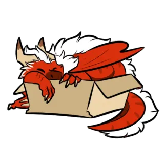 🌙 มังกร, กล่อง, น่ารัก, การ์ตูน, สติกเกอร์, มังกรแดง, กำลังหลับ telegram sticker