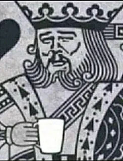 😂 king, playing cards, drinking, coffee, illustration, royalty, heart telegram sticker