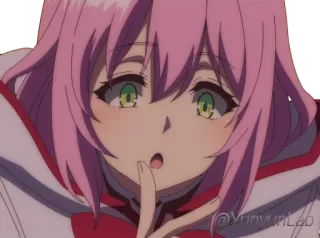 🤔 animé, cheveux roses, doigt sur les lèvres, silence, chut telegram sticker
