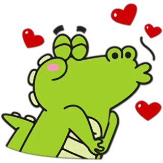 😘 cartoon, alligator, crocodile, love, heart, kiss telegram sticker