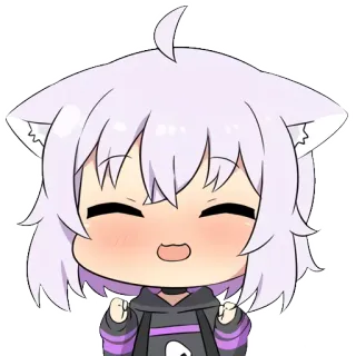 😄 Anime, Orelhas de gato, Fofo, Chibi, Desenho animado, Feliz telegram sticker