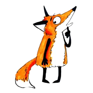 🤔 fox, animal, cartoon, cute, illustration telegram sticker