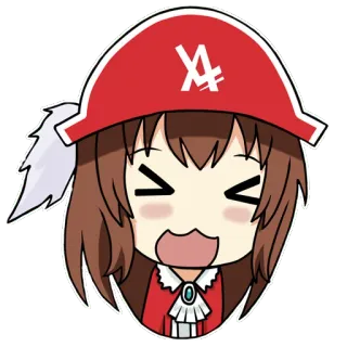 😫 anime, desenho animado, adesivo, chapéu vermelho, fofo, mangá whatsapp sticker
