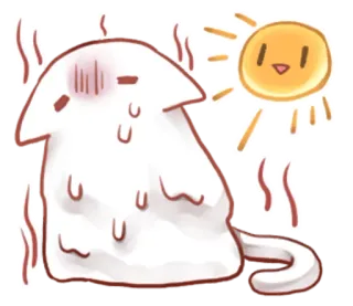 ☀ sudor, calor, verano, sol, caliente, derretido, dibujos animados whatsapp sticker
