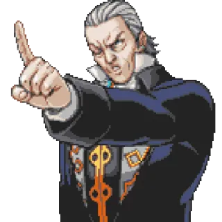 ☝ Manfred von Karma Ace Attorney Manfred von Karma, Ace Attorney, Apontando, Pixel art, Personagem de videogame, Promotor telegram sticker