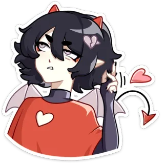 ☝️ diable, animé, coeur, cornes, ailes, mignon telegram sticker