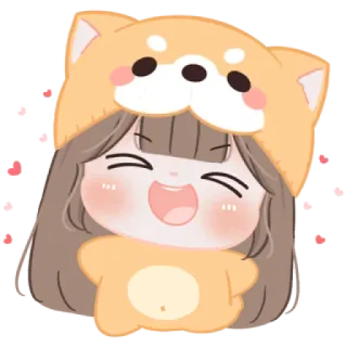 😼 menina, fofa, anime, kawaii, desenho animado, cachorro, filhote, animal telegram sticker