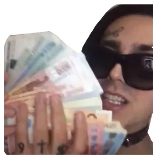 💴 money, cash, wealth, sunglasses, person, man, currency whatsapp sticker