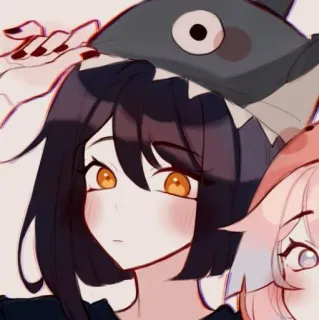 🌟 Anime, Kreskówka, Dziewczyna, Rekin, Słodkie, Kawaii, Postać telegram sticker