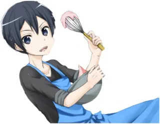 🍰 anime, baking, whisk, cooking, apron telegram sticker