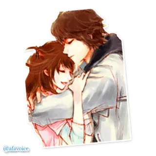 💑 @afavoice Anime, Para, Miłość, Przytulanie, Romans telegram sticker