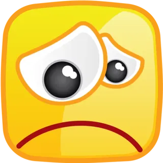 😞 emoji, sad, unhappy, yellow, square, cartoon, face telegram sticker
