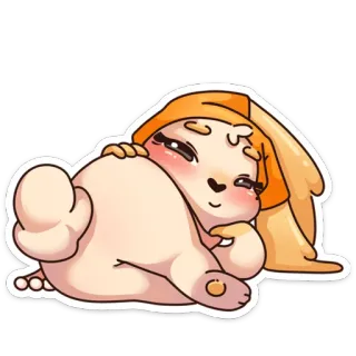 ☺️ Мультфильм, Животное, Кролик, Милый, Лежа, Счастливый whatsapp sticker