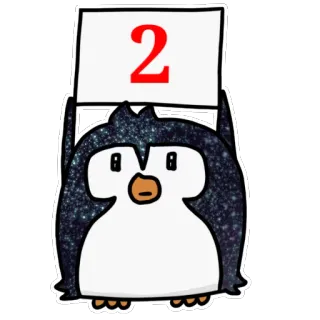 2⃣ 2 pingüino, número, dos, animal, lindo telegram sticker