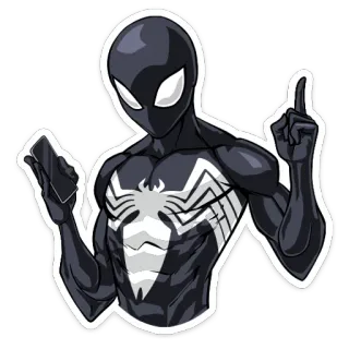☝️ Spider-Man спайдермен, марвел, супергерой, симбиот, наклейка, черный костюм telegram sticker
