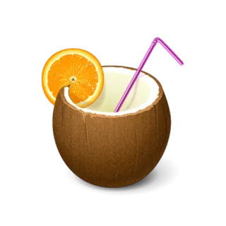 🍸 кокос, напиток, апельсин, тропический, коктейль, отпуск, лето telegram sticker
