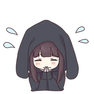 🙏 Anime, Mädchen, Traurig, Niedlich, Hoodie whatsapp sticker