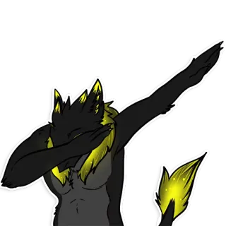 🎤 Furry, Anthro, Antropomorfo, Animale, Dab, Posa, Giallo, Nero whatsapp sticker