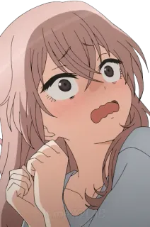 😨 Anime, Garota, chocada, envergonhada, Desenho animado telegram sticker