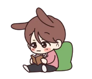 📔 reading, cartoon, boy, book, cute telegram sticker