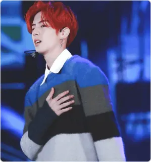 😍 person, mann, männlich, sänger, kpop, rote haare, auftritt, musik telegram sticker