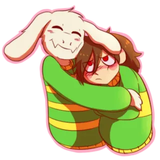 🤗 Kris, Asriel Deltarune friendship, cute, hug, undertale, deltarune telegram sticker