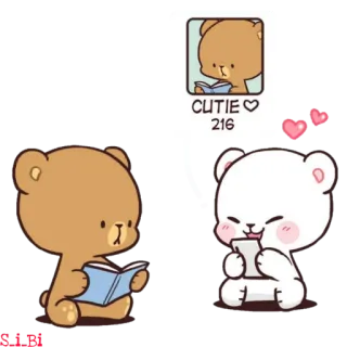 🥰 CUTIE carino, orso, amore, leggere, cartone animato telegram sticker