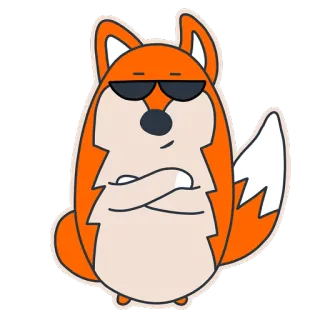 😎 rubah, kartun, binatang, keren, kacamata hitam, oranye, karakter telegram sticker