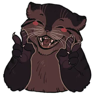 ✌ gato, pulgar arriba, feliz, animal, pegatina, mamífero whatsapp sticker