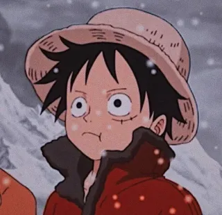🤔 Monkey D. Luffy One Piece Anime, Manga, Hiver, Neige telegram sticker