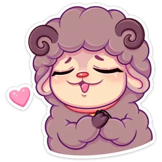 ❤️ pecora, carino, animale, cartone animato, cuore, kawaii, adesivo telegram sticker