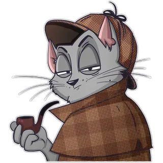 😑 Sherlock Holmes cat, sherlock holmes, detective, pipe, animal, cartoon, investigation, mystery whatsapp sticker