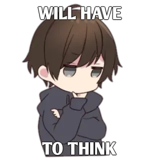 ✨ WILL HAVE TO THINK pensando, riflettendo, chibi, contemplando, cartoni animati, anime whatsapp sticker