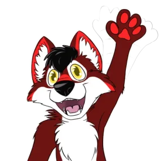 👋 퍼리, 여우, 의인화, 만화, 친근한, 발바닥, 인사 telegram sticker