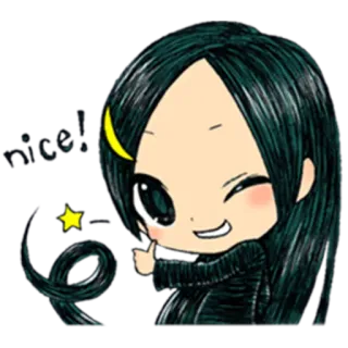 👍 nice! Аниме, Мультфильм, Милый, Позитивный, Приятный, Иллюстрация telegram sticker