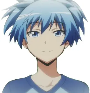 🦕 Nagisa Shiota Assassination Classroom anime, character, Nagisa Shiota, Assassination Classroom, blue hair, schoolboy, manga telegram sticker