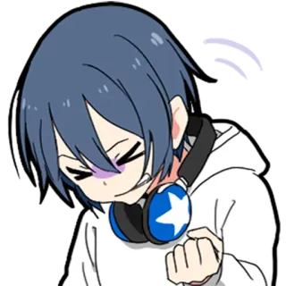 🎉 Anime, Chico, Auriculares, Dibujos animados telegram sticker