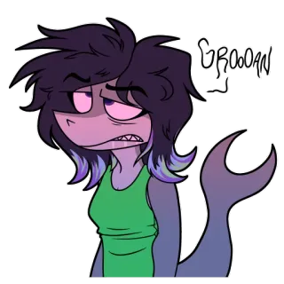 ☕️ GROOAN Hiu, Kartun, Monster, Lelah, Anthro whatsapp sticker