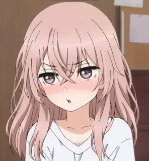 👀 Anime, Garota, Rubor, Fofa, Cabelo Rosa, Desenho animado telegram sticker