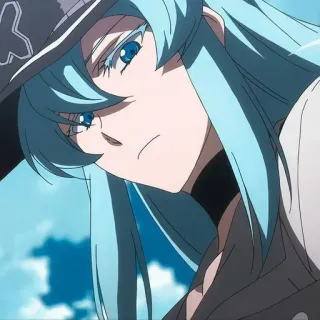 😕 Anime, dziewczyna, niebieskie włosy, postać, ilustracja telegram sticker