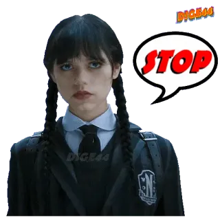 ⛔️ Wednesday Addams Wednesday STOP quarta-feira, addams, pare, série, netflix telegram sticker