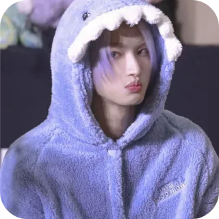 👍 HAVE A GOOD NIGHT squalo, pigiama, felpa con cappuccio, carino, Kpop, Idolo telegram sticker