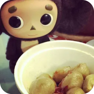 🧸 Cheburashka Cheburashka, food, cute, toy, eating telegram sticker