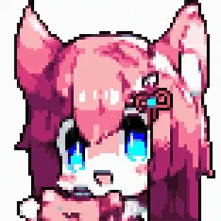 🐈 Anime, Pixel art, Kawaii, Słodkie, Różowy, Uszy zwierząt, Sztuka cyfrowa telegram sticker