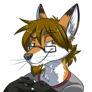😘 Фурри, Антропоморфный, Лис, Персонаж, Очки telegram sticker