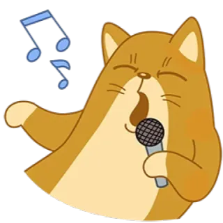 🎤 gatto, cantando, microfono, musica, karaoke, cartone animato telegram sticker