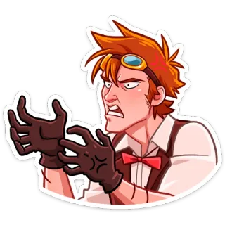 😠 стимпанк, раздражённый, выражение, перчатки, персонаж, очки telegram sticker