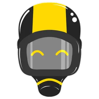 😌 kask, kreskówka, naklejka, żółty, czarny telegram sticker