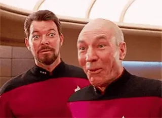 🤣 Jonathan Frakes Star Trek: The Next Generation สตาร์ เทรค, โจนาธาน เฟรคส์, แพทริก สจ๊วต, ทีวี, มีม telegram sticker